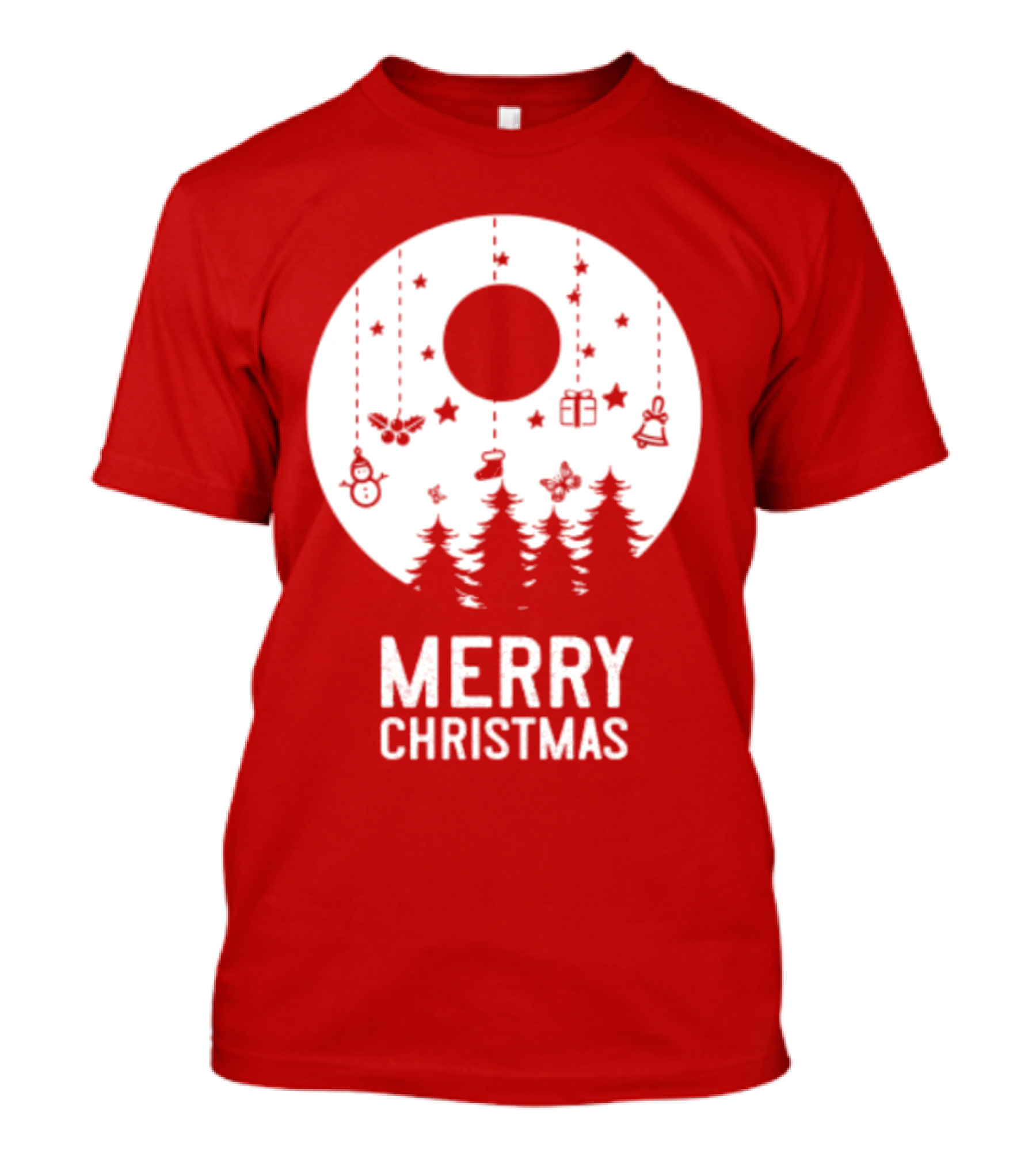Merry Christmas Snowman Trees Stars And Presents T-Shirt