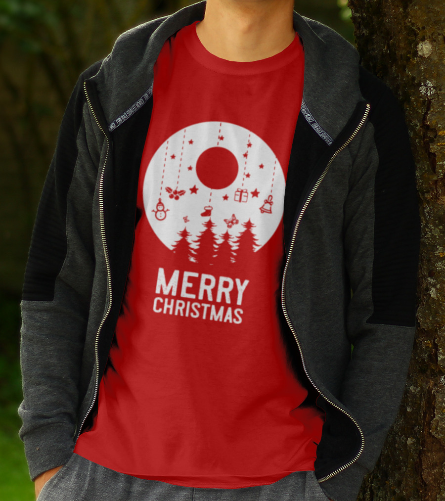 Merry Christmas Snowman Trees Stars And Presents T-Shirt