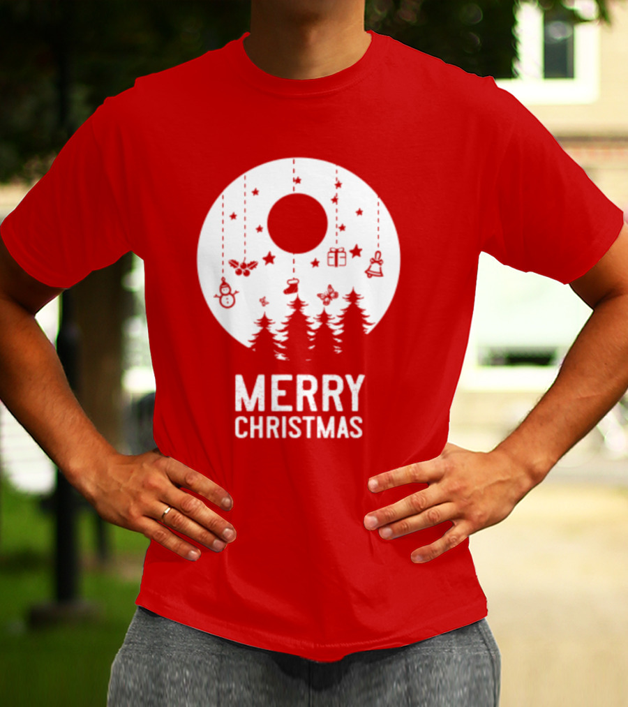 Merry Christmas Snowman Trees Stars And Presents T-Shirt