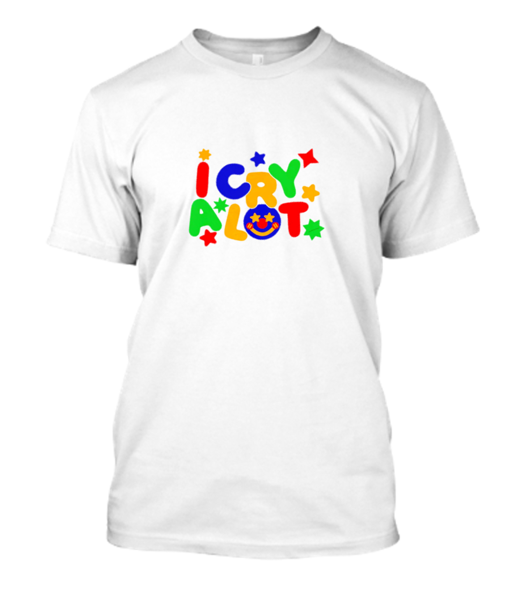 I Cry A Lot Clowncore Colorful Stars And Smiley Face T-Shirt