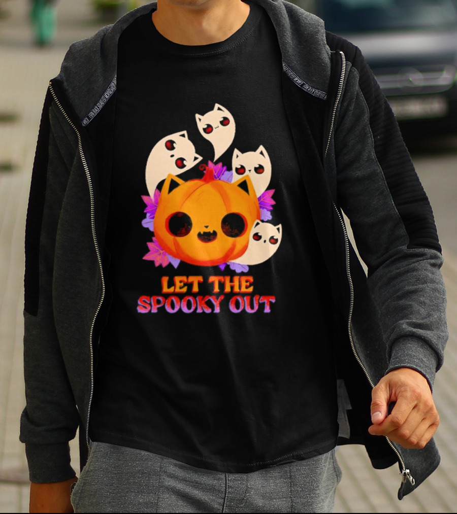 Let The Spooky Out Cute Pumpkin Halloween Ghosts T-Shirt