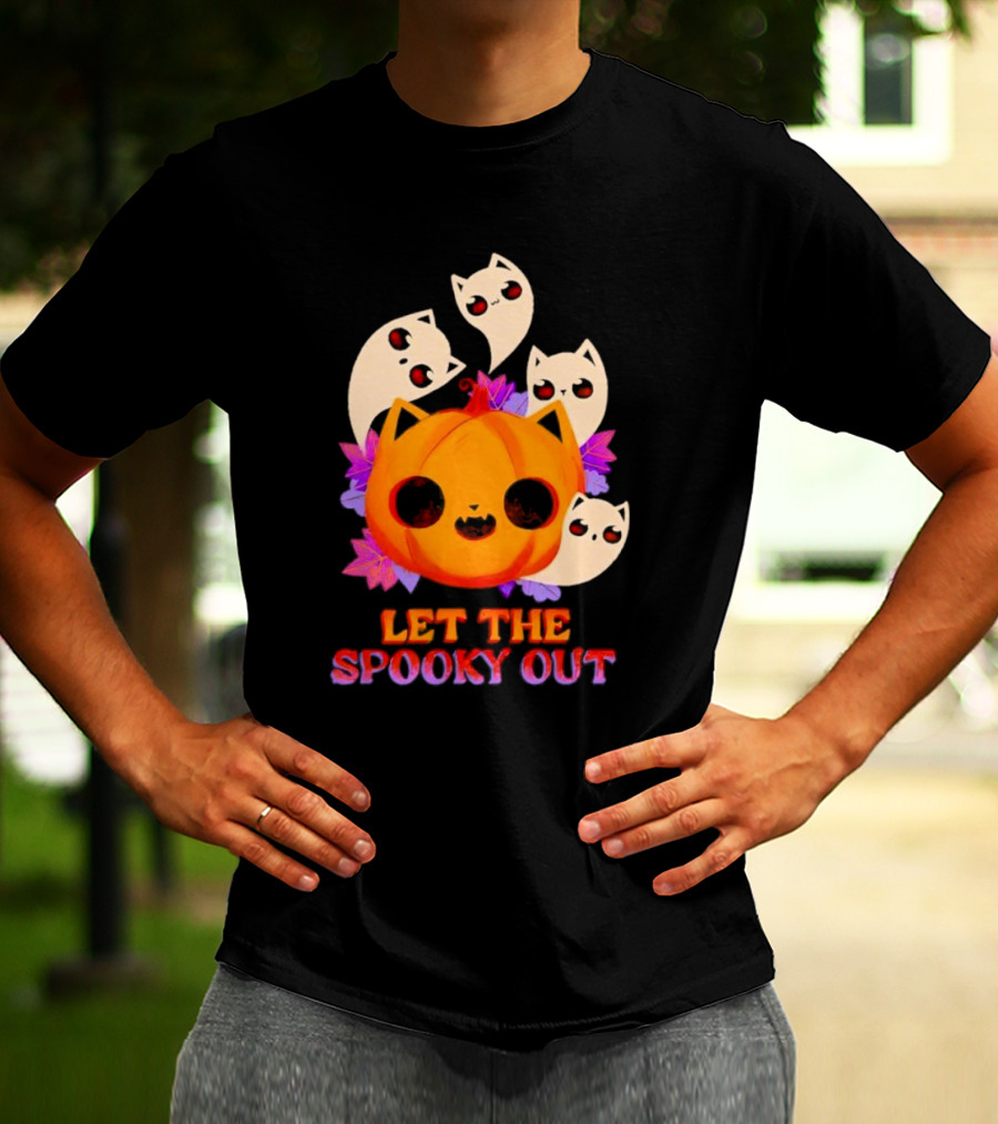 Let The Spooky Out Cute Pumpkin Halloween Ghosts T-Shirt