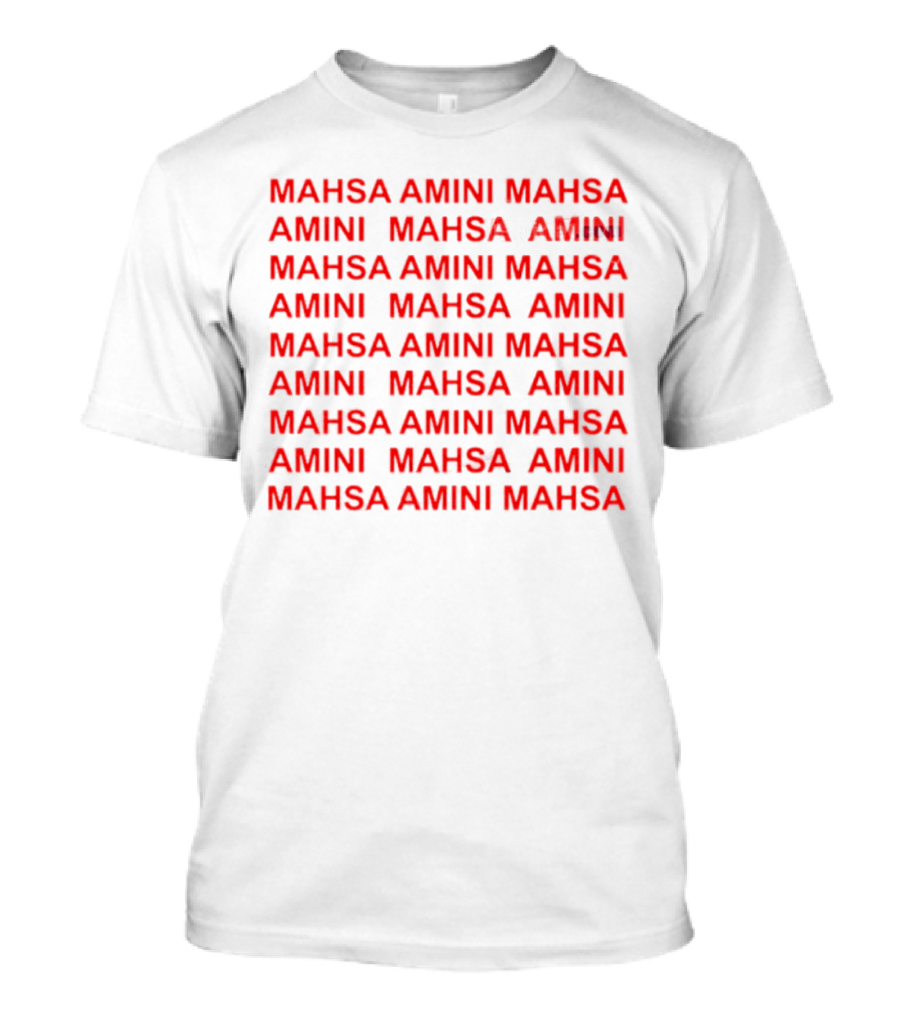 Mahsa Amini Red Repeated Text T-Shirt