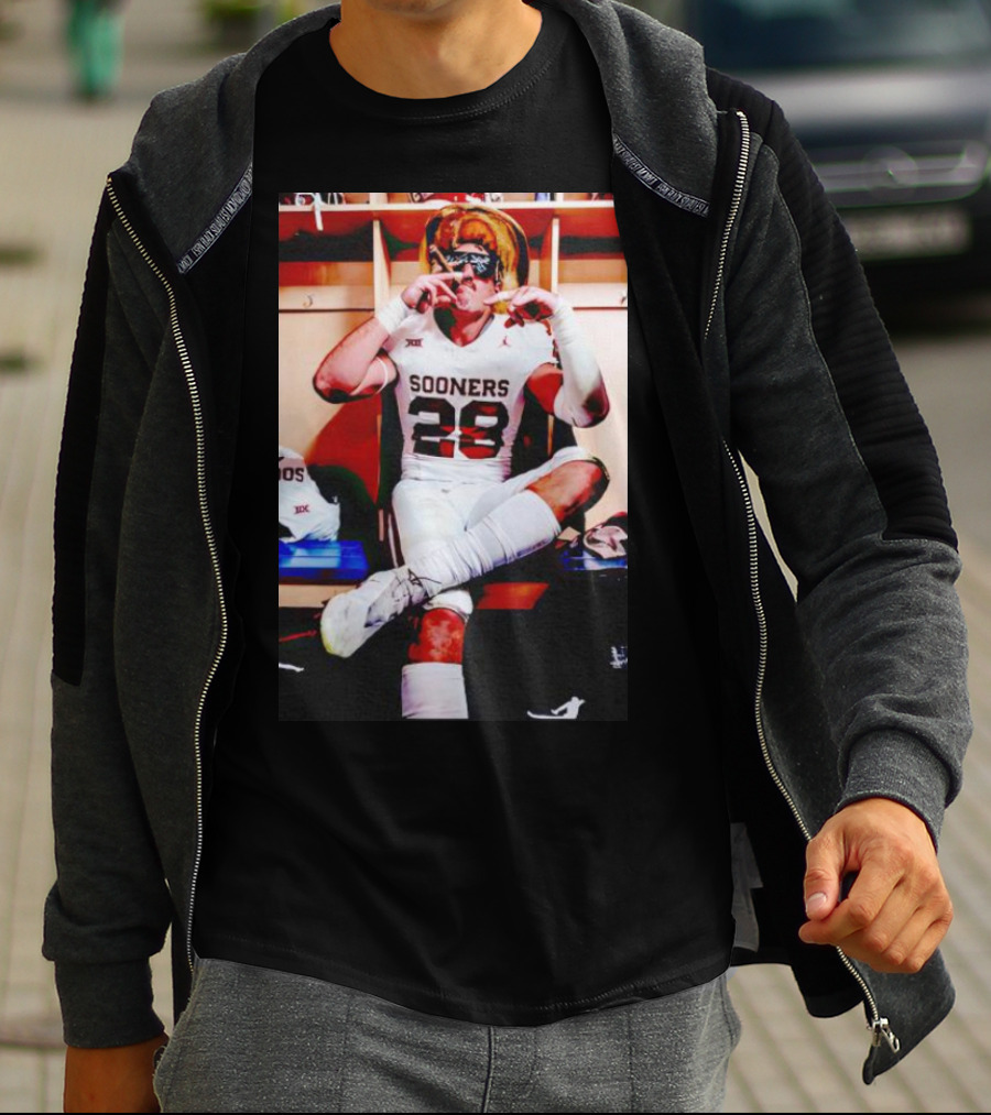 Sooners 28 Danny Stutsman Red River Rivalry Football Locker Room Image T-Shirt