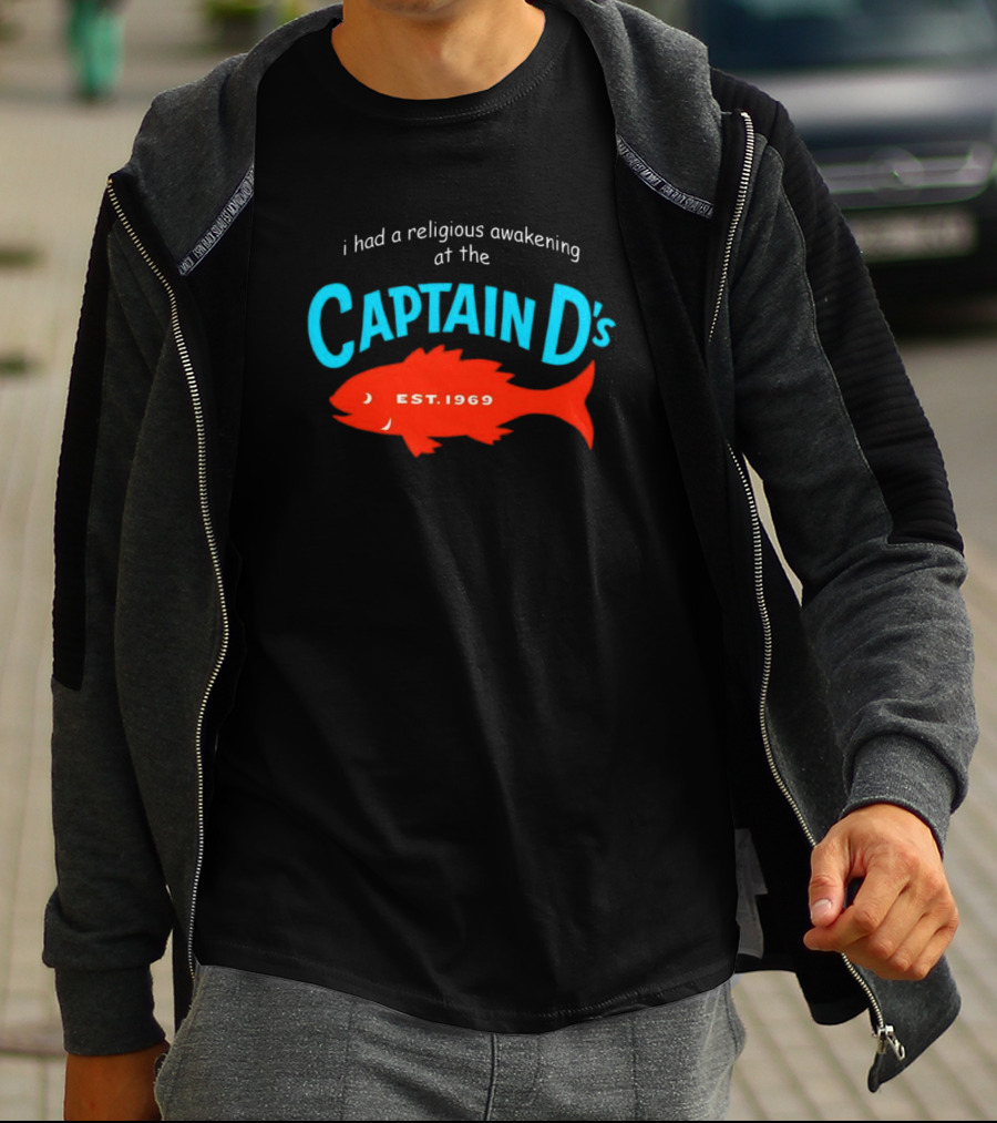 Captain D's Religious Awakening Est. 1969 With Red Fish T-Shirt