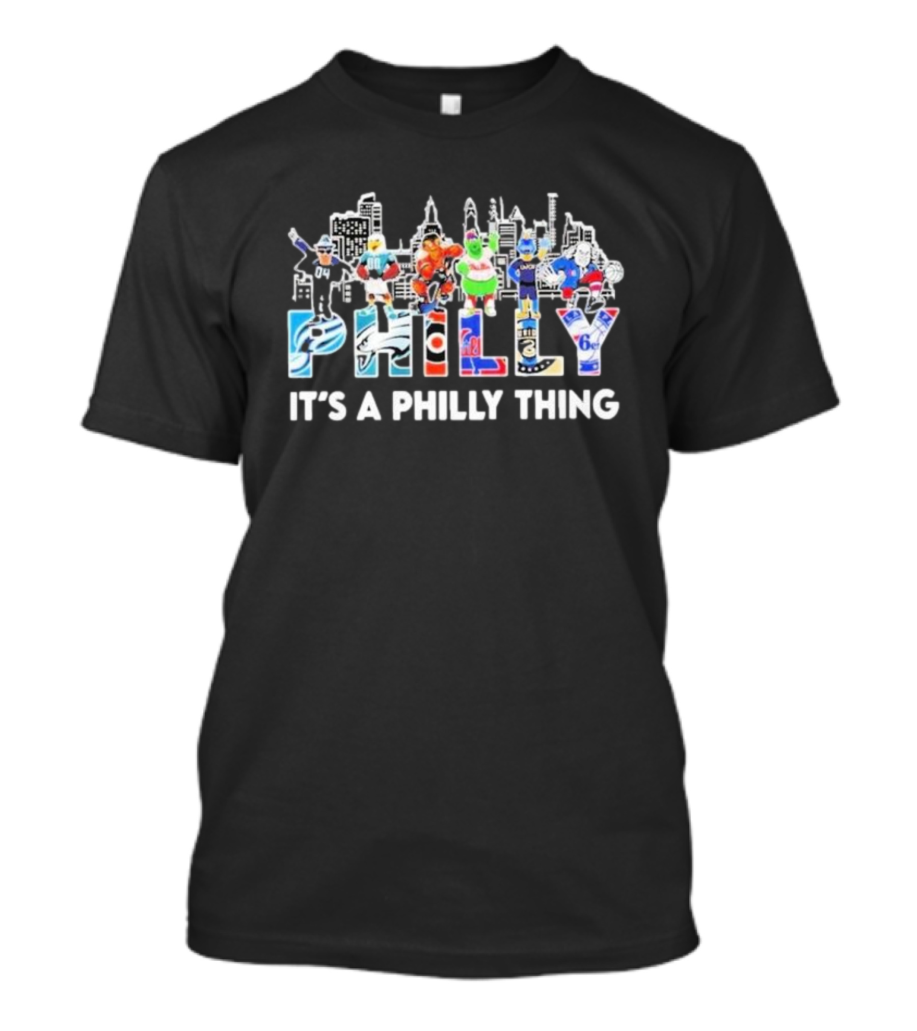 PHILLY It's A Philly Thing City Skyline Sports Mascots T-Shirt