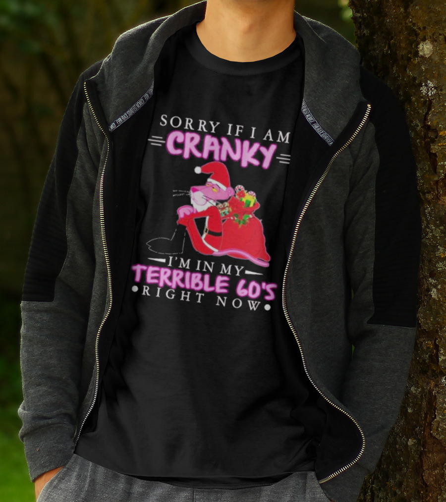 Sorry If I Am Cranky Pink Panther Santa I'm In My Terrible 60's Right Now T-Shirt