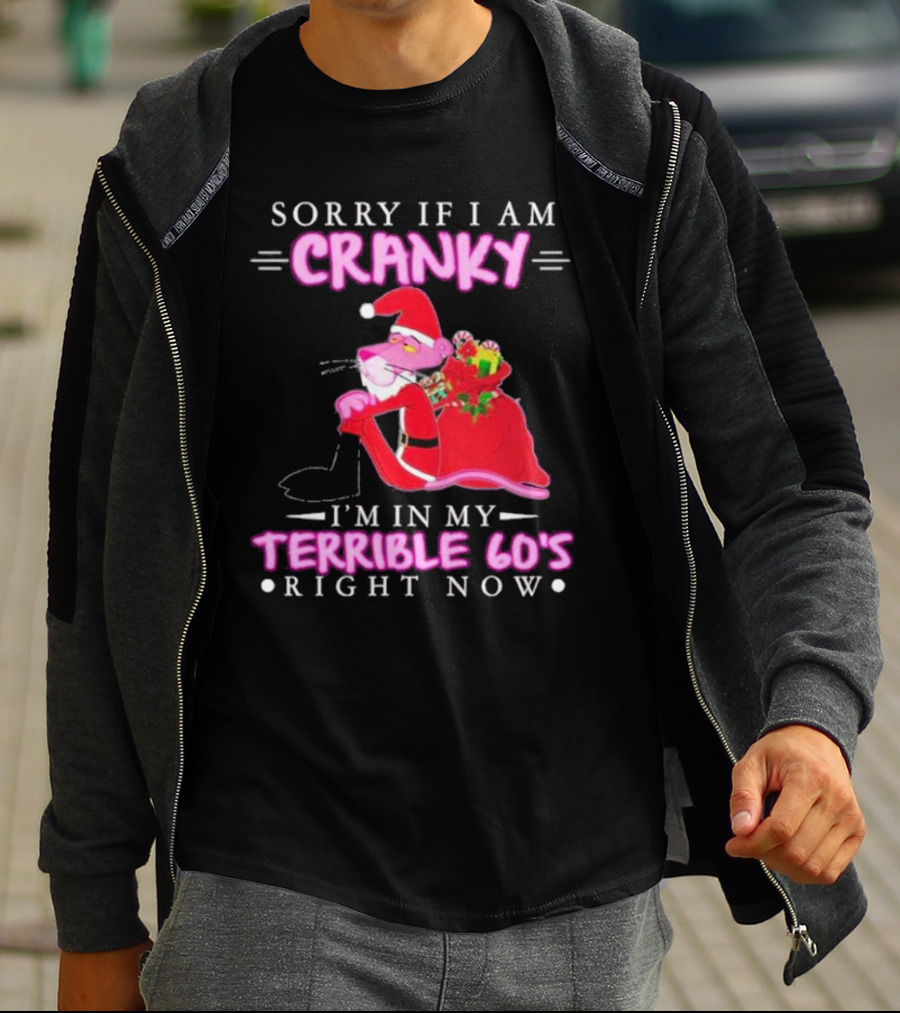 Sorry If I Am Cranky Pink Panther Santa I'm In My Terrible 60's Right Now T-Shirt