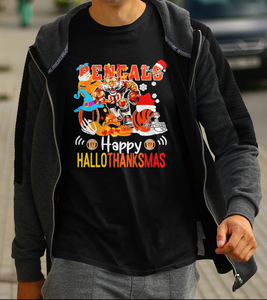 Bengals Mascot Festive Happy Hallothanksmas T-Shirt