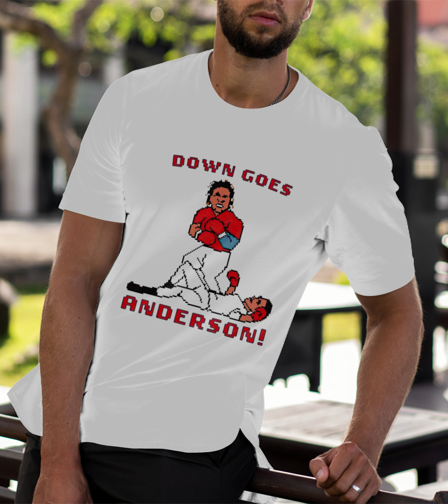 Down Goes Anderson Punch-Out Cleveland Baseball Retro Pixel T-Shirt