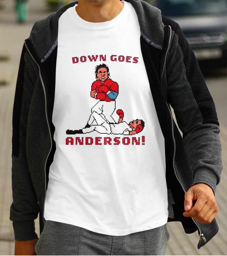 Down Goes Anderson Punch-Out Cleveland Baseball Retro Pixel T-Shirt