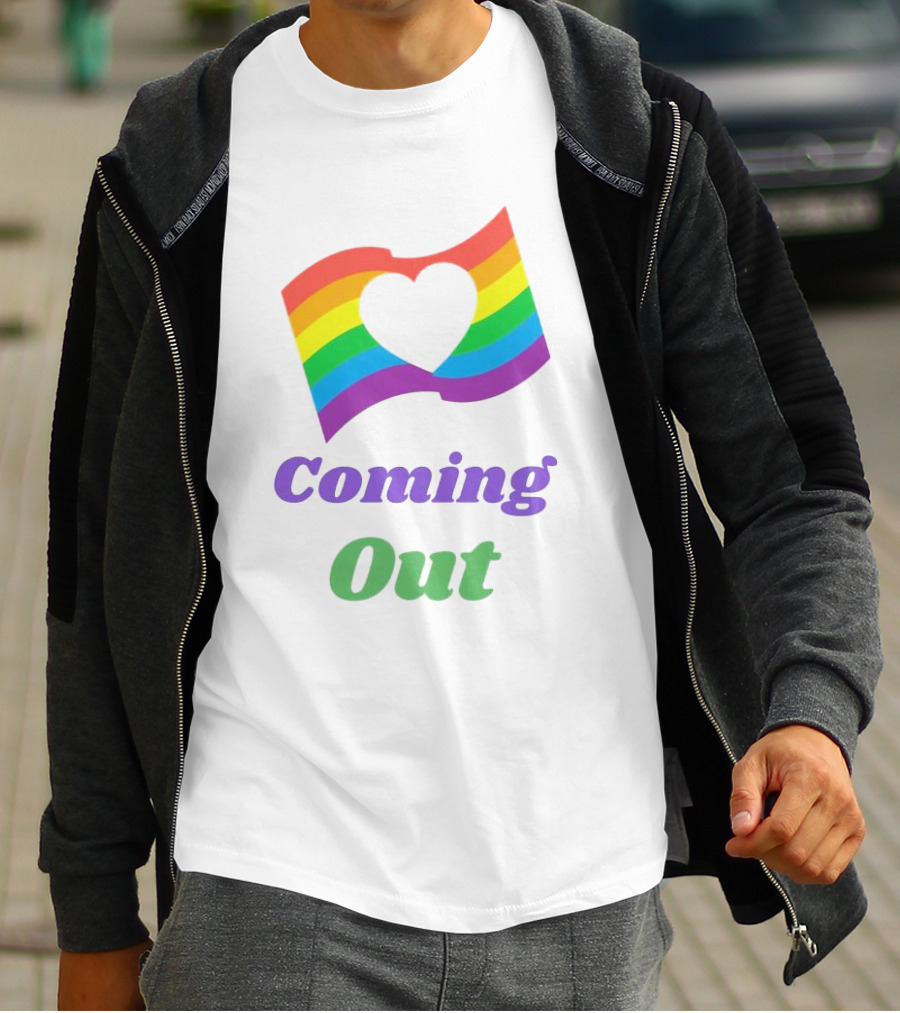 Rainbow Heart Flag Coming Out T-Shirt