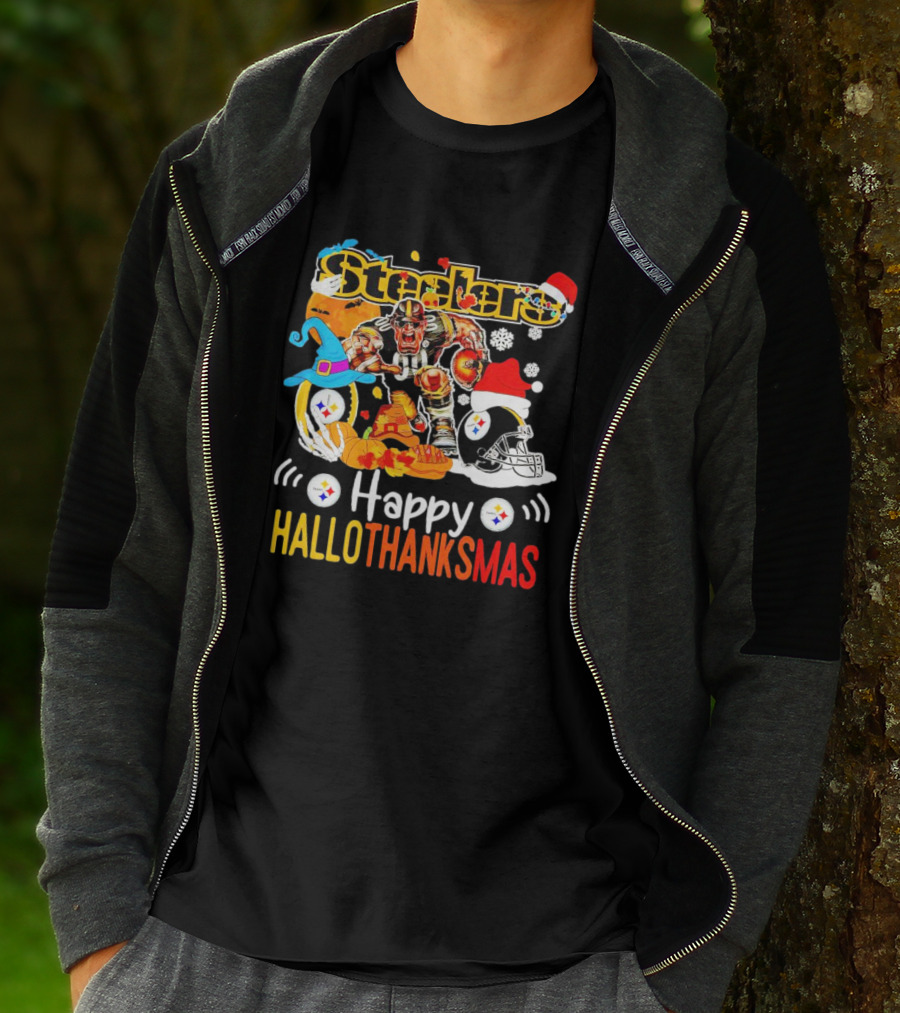 Steelers Happy Hallothanksmas Football Mascot Festive T-Shirt