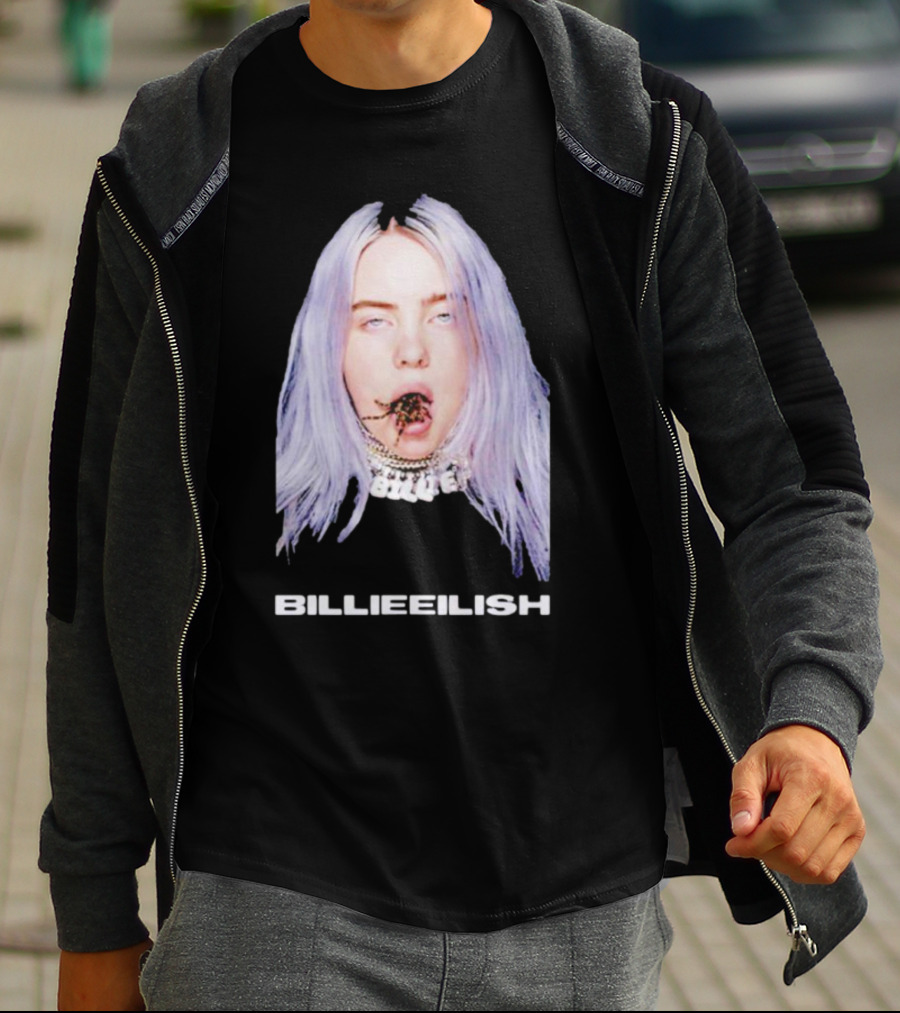 BILLIE EILISH TARANTULA MOUTH NECKLACE VISION SILVER HAIR T-Shirt