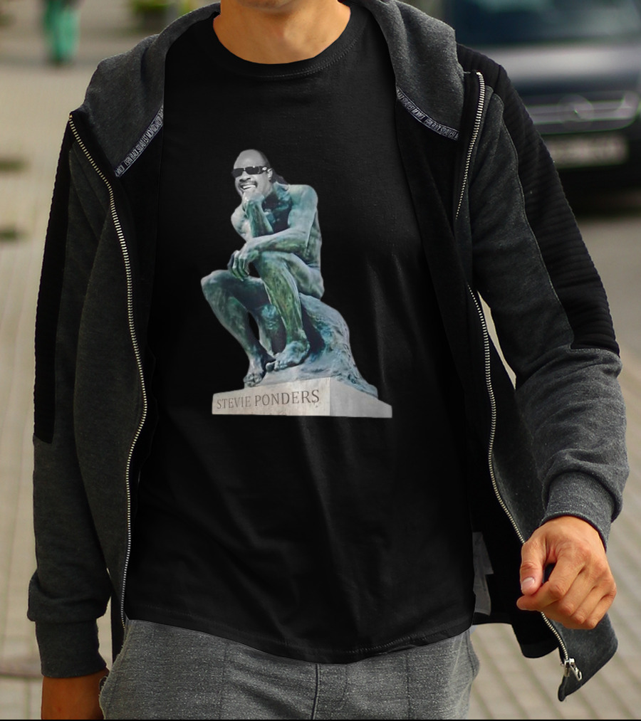 Stevie Ponders Roman Statue Stevie Wonder Pun T-Shirt