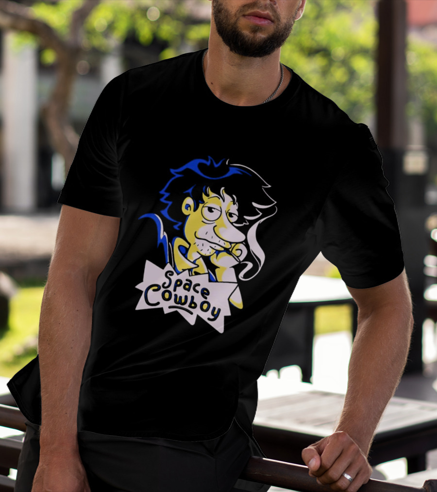 Space Cowboy Smoking Cartoon Character T-Shirt