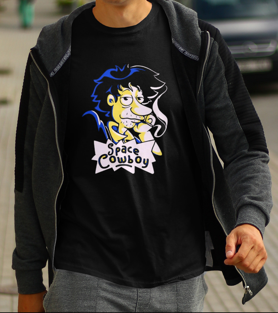 Space Cowboy Smoking Cartoon Character T-Shirt