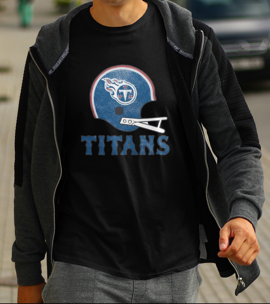 Tennessee Titans Helmet Logo Bold Titans Text T-Shirt