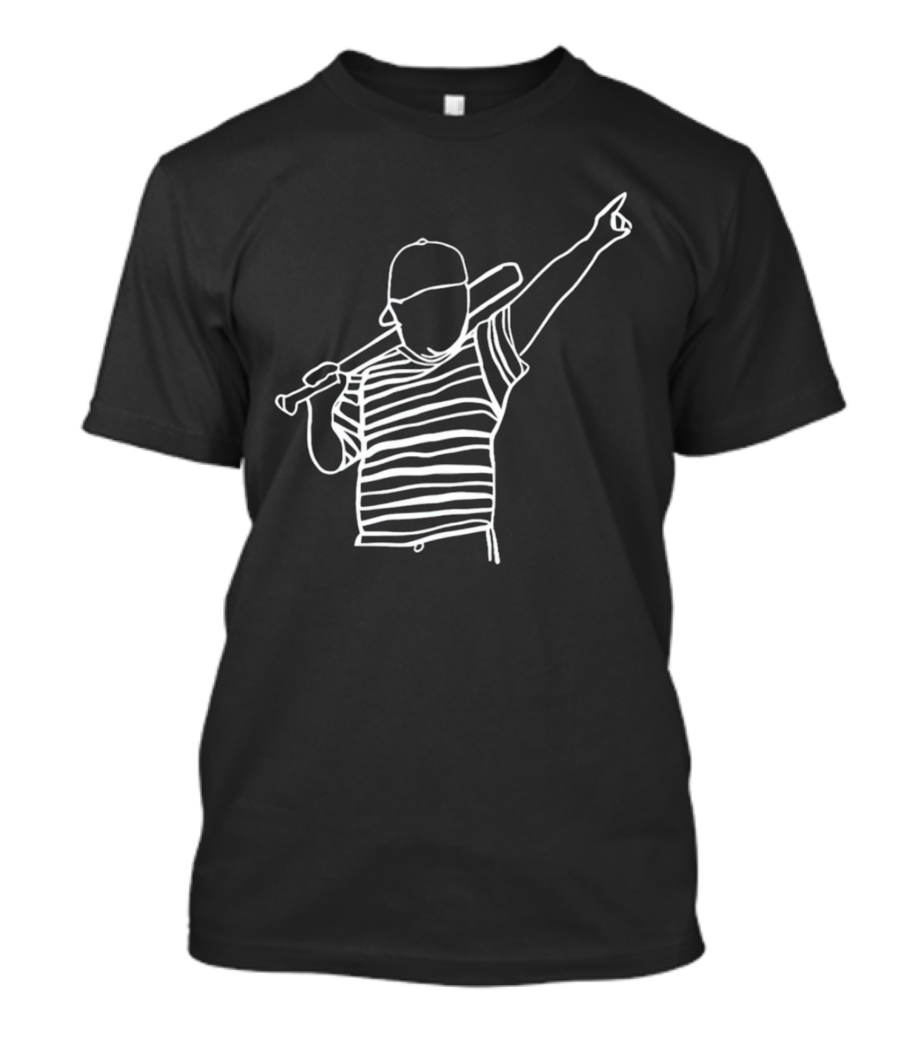 Baseball Player Stripe Pose Drawing T-Shirt