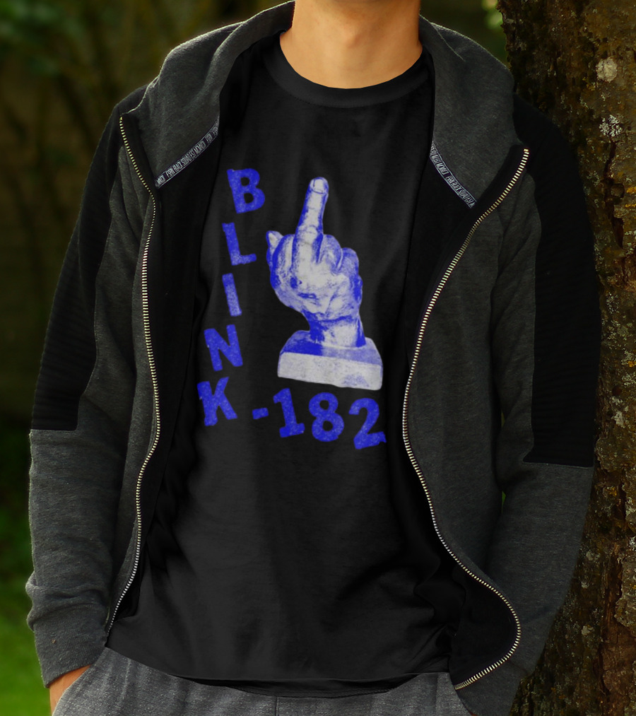BLINK 182 Middle Finger Statue Gesture T-Shirt