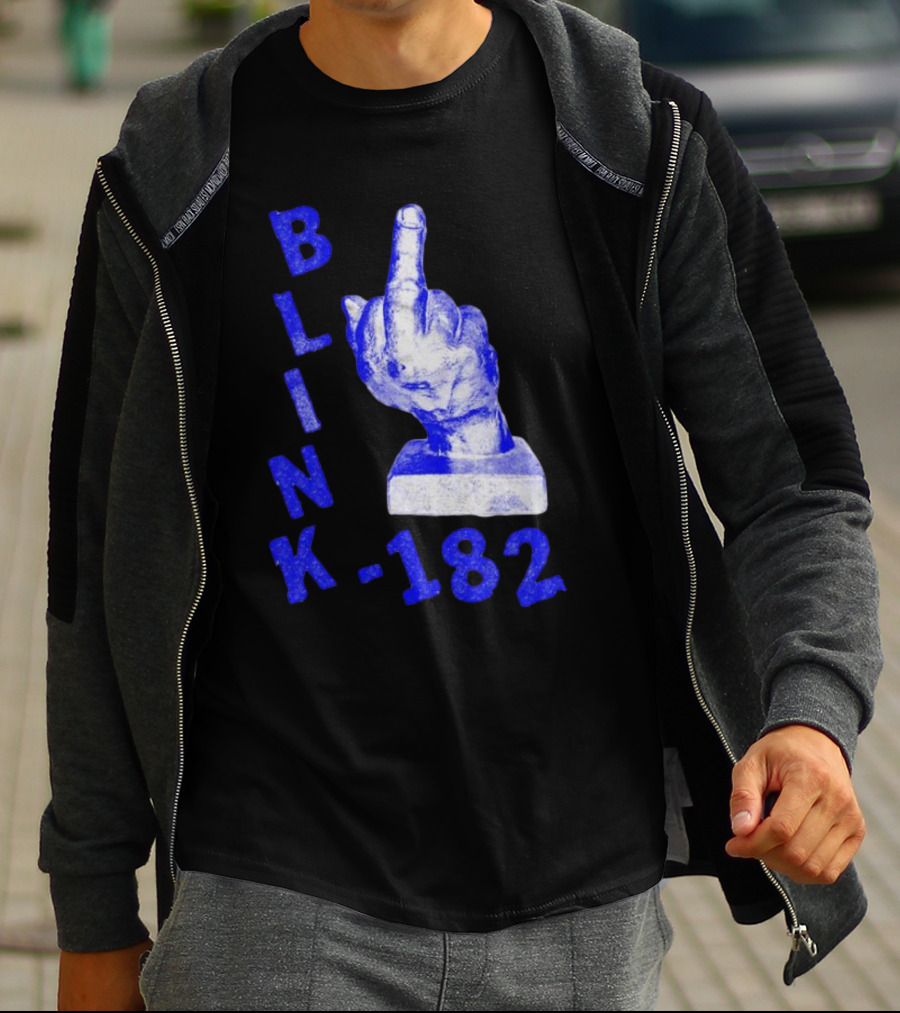 BLINK 182 Middle Finger Statue Gesture T-Shirt