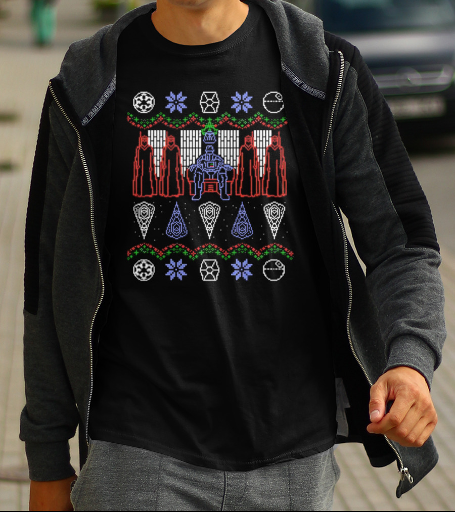 Darker Christmas With Galactic Empire Forces And Spacecraft Ornaments T-Shirt