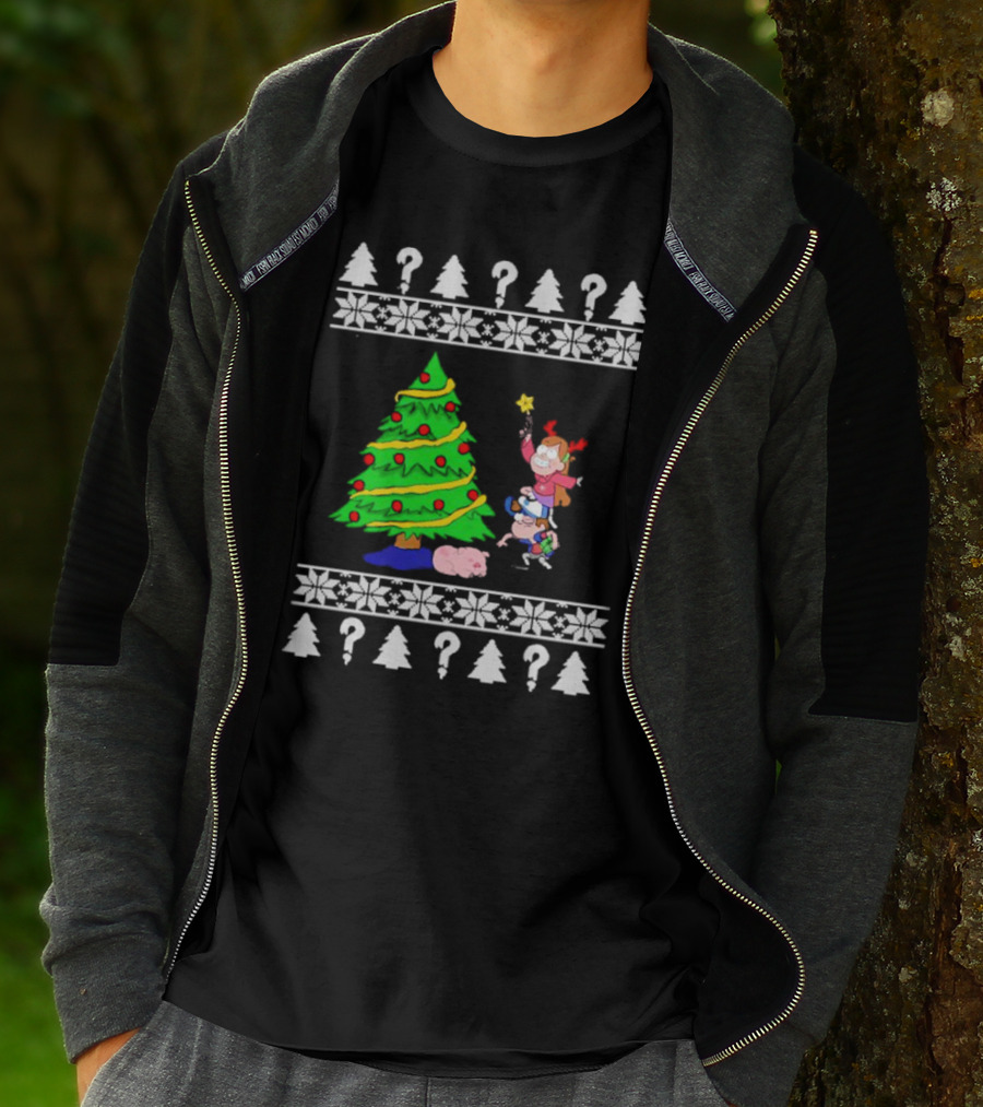 Gravity Falls Christmas Tree With Mabel And Waddles In Festive T-Shirt