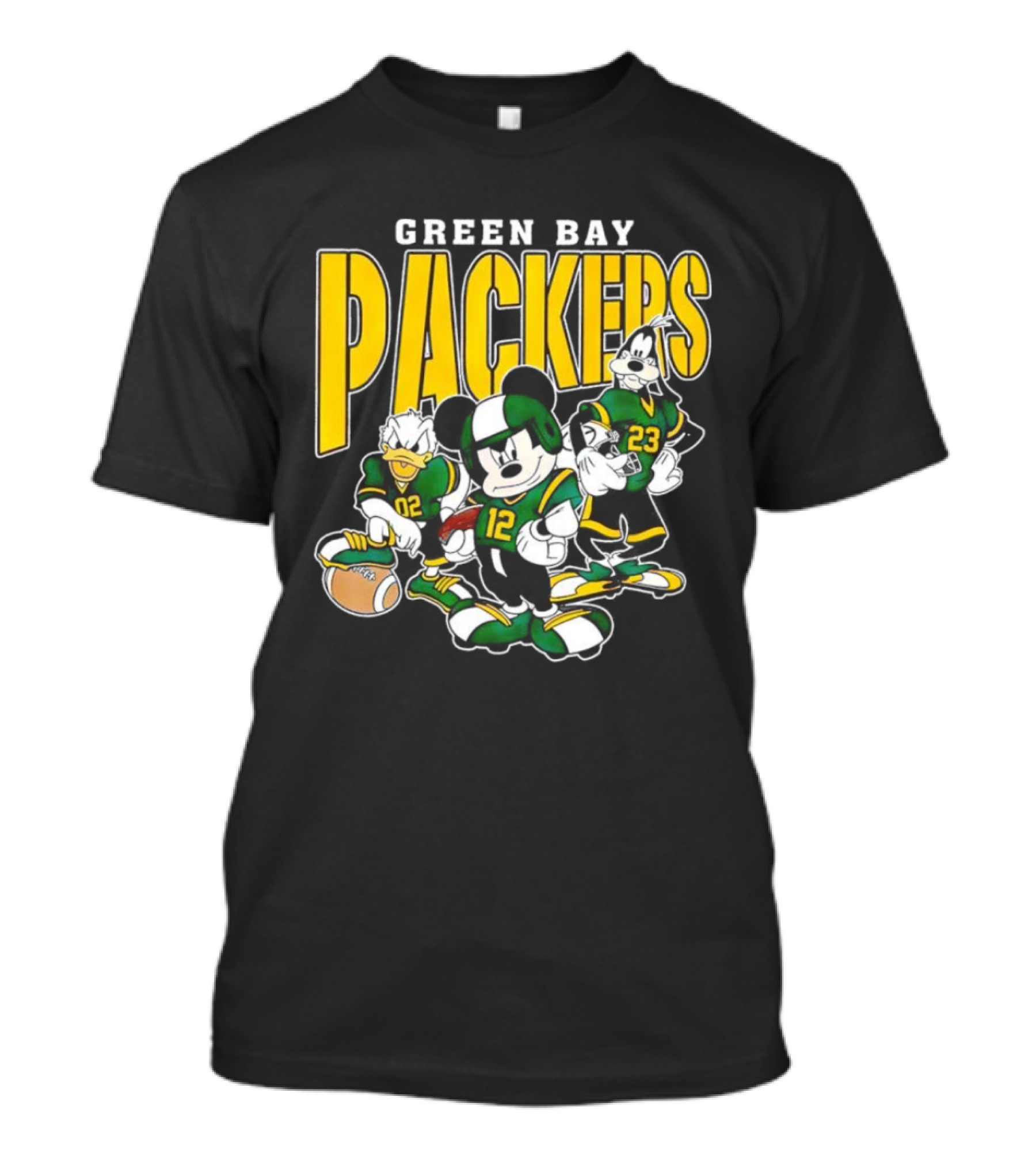 Green Bay Packers Mickey Mouse Donald Duck Goofy Football Players T-Shirt