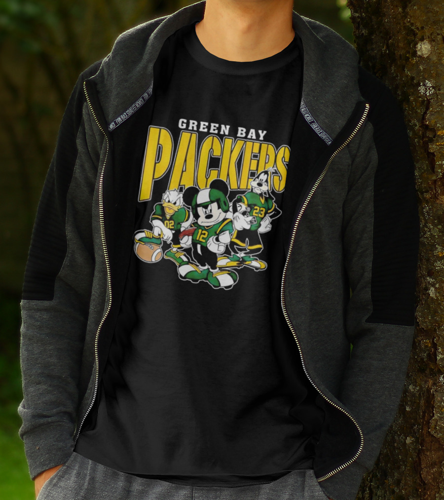 Green Bay Packers Mickey Mouse Donald Duck Goofy Football Players T-Shirt