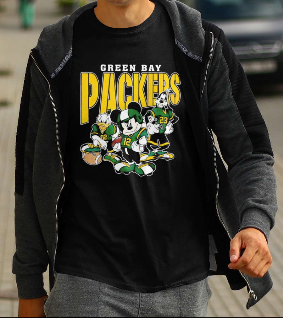 Green Bay Packers Mickey Mouse Donald Duck Goofy Football Players T-Shirt