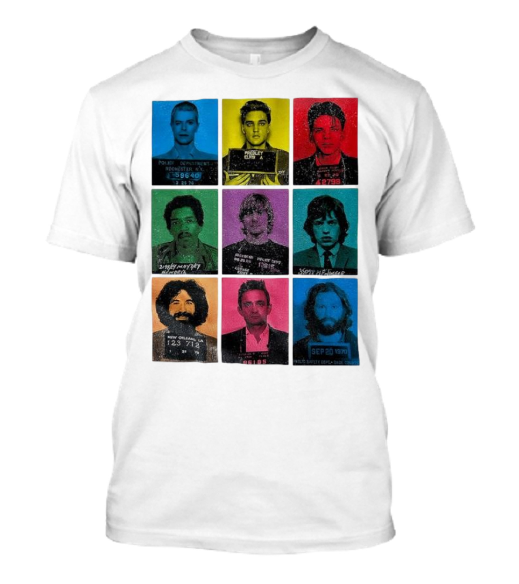 Police Department Mugshots Vintage Music Icons T-Shirt