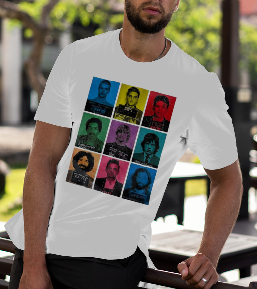 Police Department Mugshots Vintage Music Icons T-Shirt
