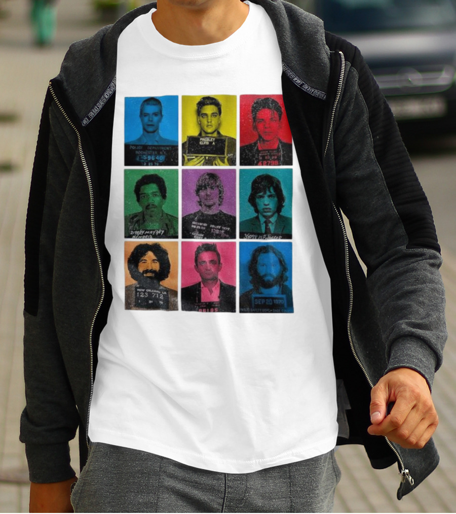 Police Department Mugshots Vintage Music Icons T-Shirt