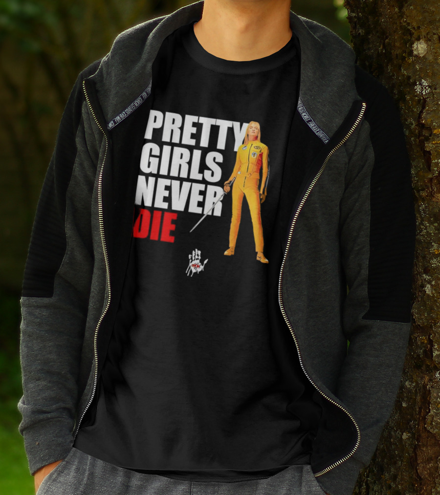 Pretty Girls Never Die Uma Yellow Jumpsuit Sword T-Shirt