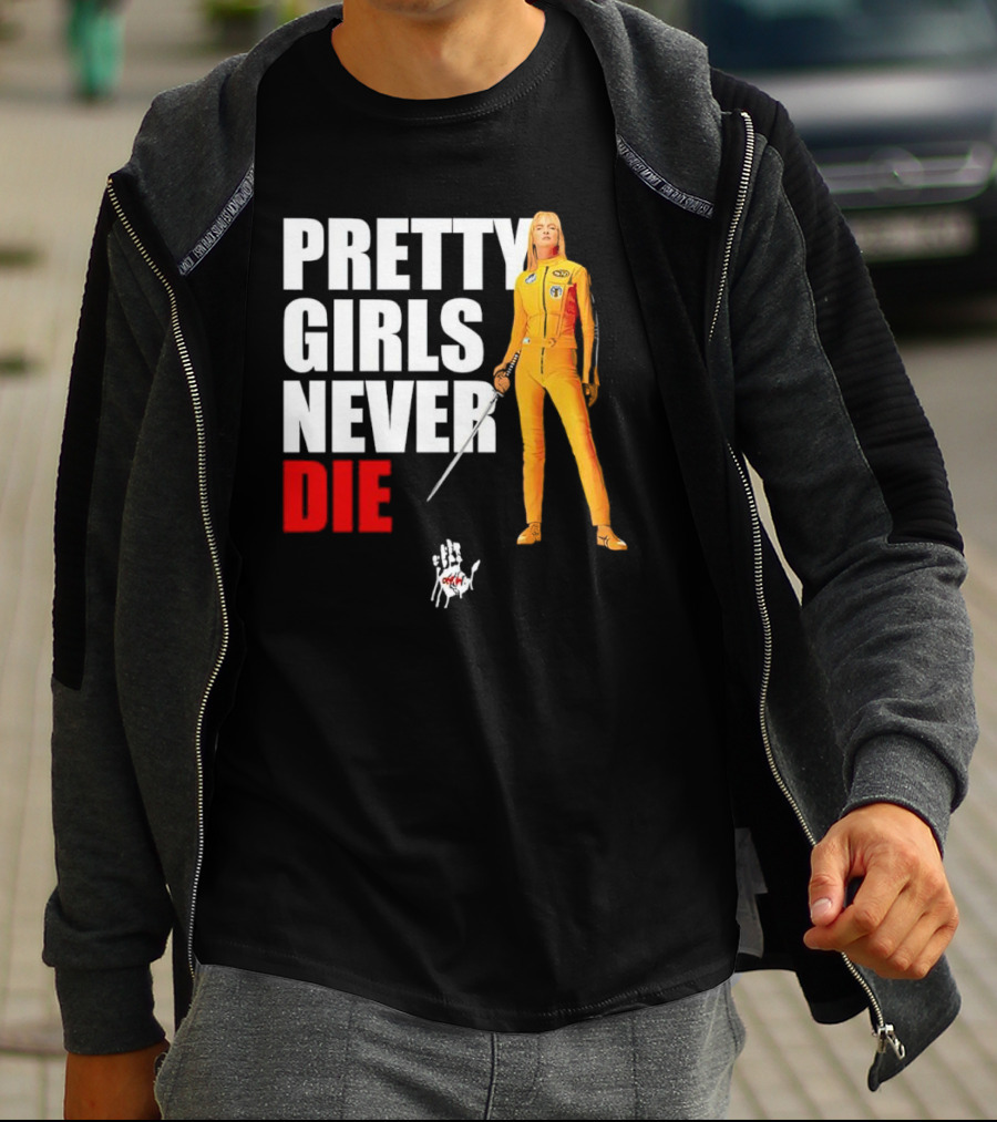 Pretty Girls Never Die Uma Yellow Jumpsuit Sword T-Shirt