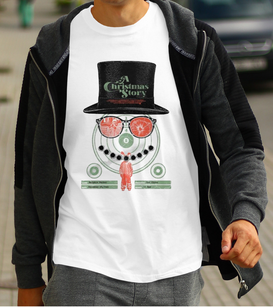 A Christmas Story Ralphie Parker Shooting Range With Top Hat And Glasses T-Shirt