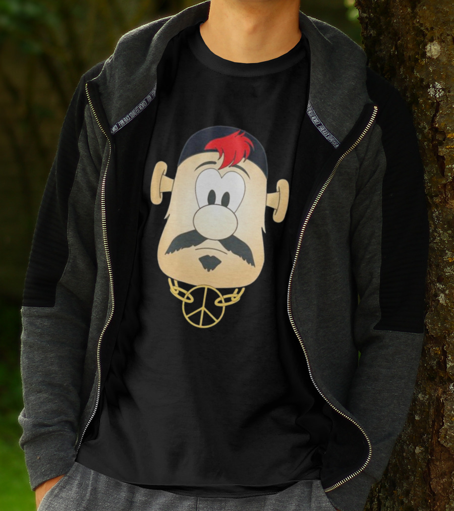 Blooper Strider Cartoon Face With Peace Necklace T-Shirt