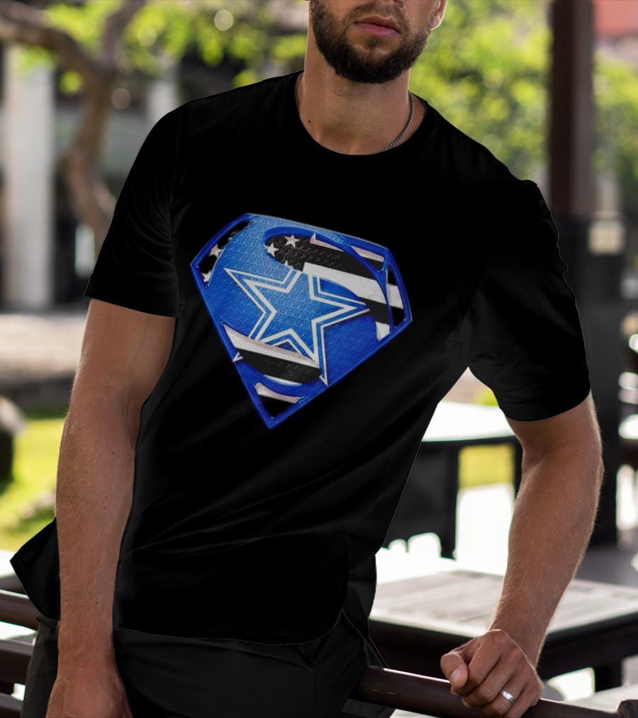 Dallas Cowboys Superman Icon With American Flag Elements T-Shirt