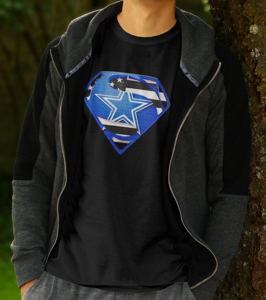 Dallas Cowboys Superman Icon With American Flag Elements T-Shirt