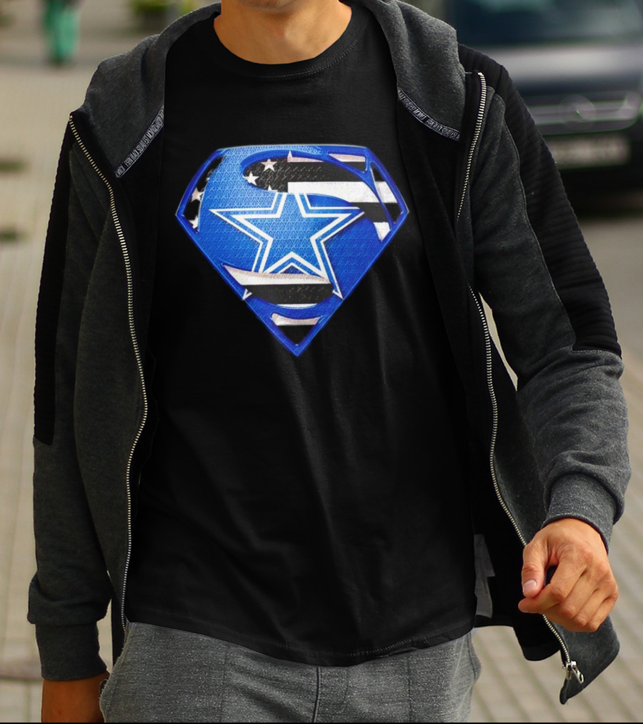 Dallas Cowboys Superman Icon With American Flag Elements T-Shirt