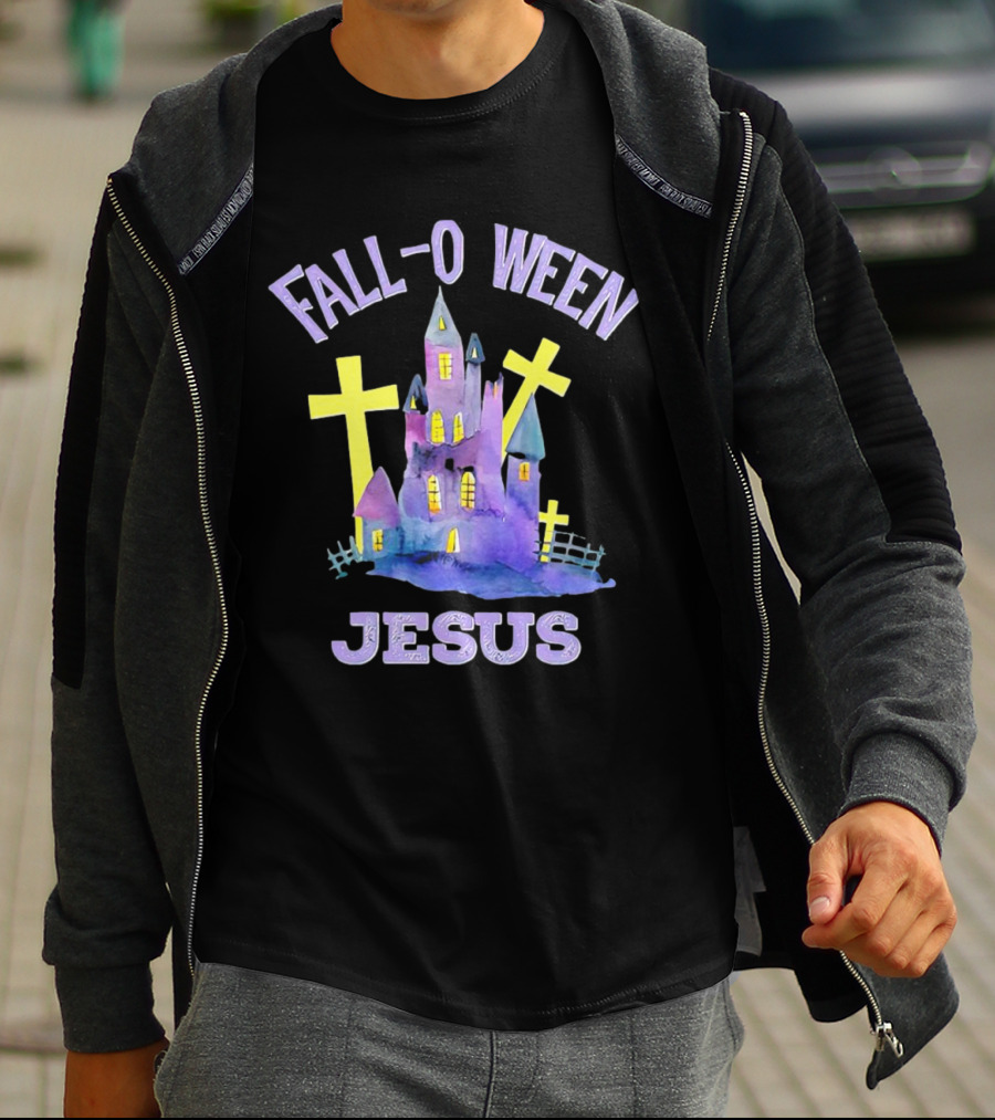 Falloween Jesus Haunted Castle With Crosses T-Shirt