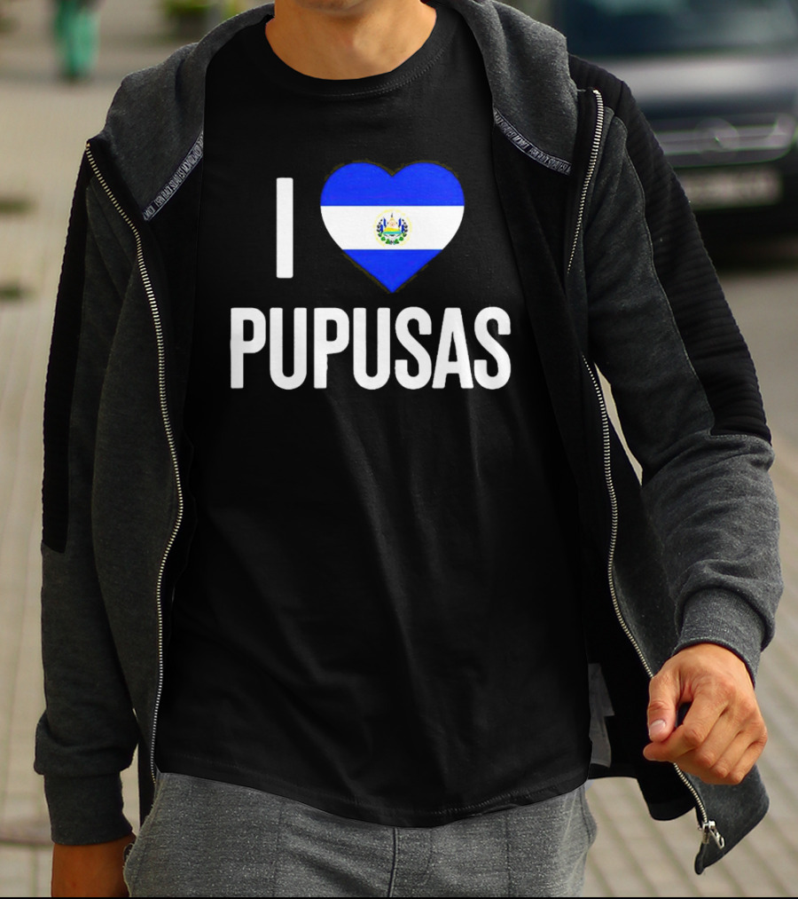 I Love Pupusas El Salvador Flag Heart T-Shirt