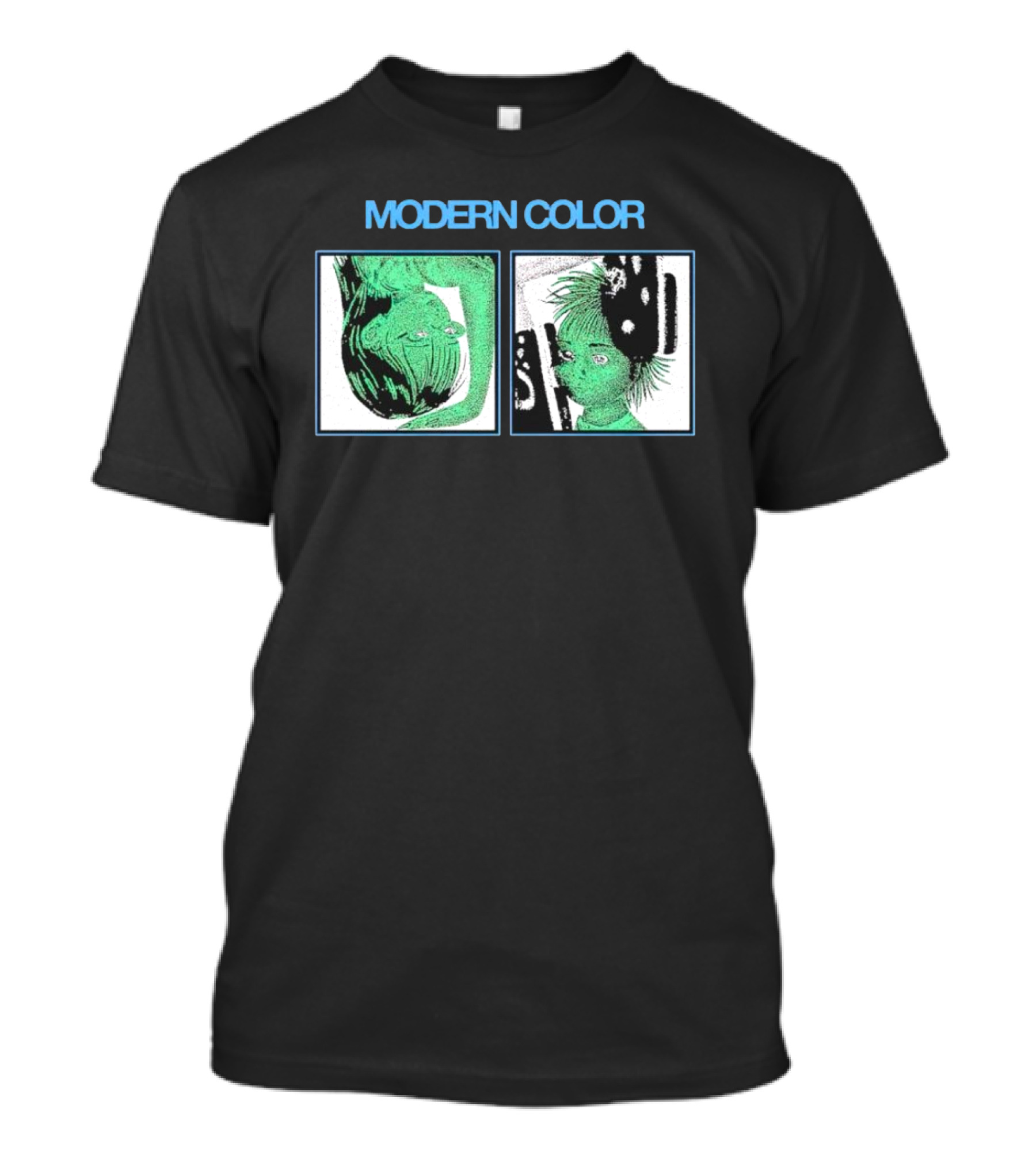 MODERN COLOR FORTRESS Anime Abstract Green Portraits T-Shirt