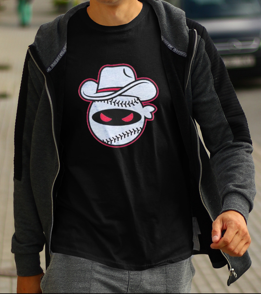 Pitching Ninja Cowboy Baseball Icon Wearing Cowboy Hat T-Shirt