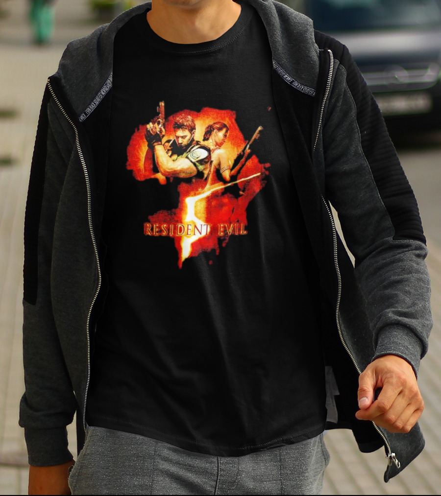 Resident Evil 5 Chris Redfield Sheva Alomar Vintage Retro Game T-Shirt