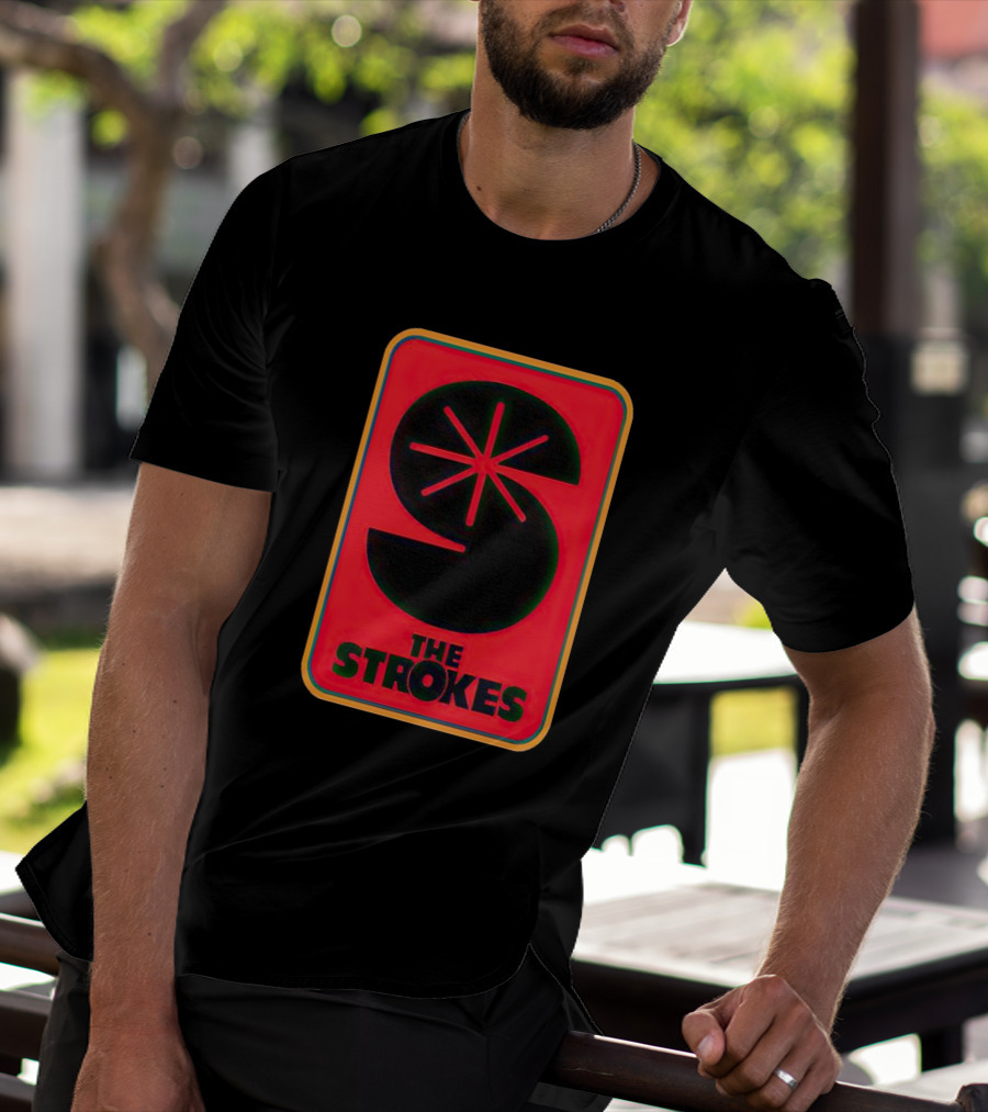 The Strokes Retro Logo Red Black Starburst T-Shirt