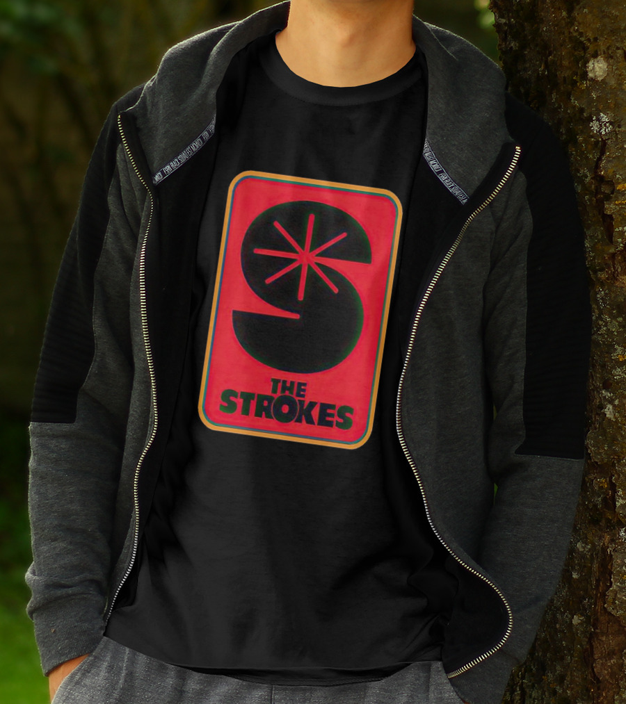 The Strokes Retro Logo Red Black Starburst T-Shirt