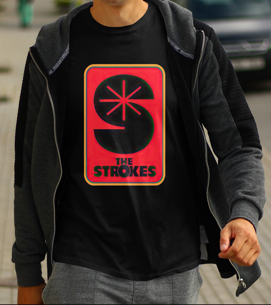 The Strokes Retro Logo Red Black Starburst T-Shirt