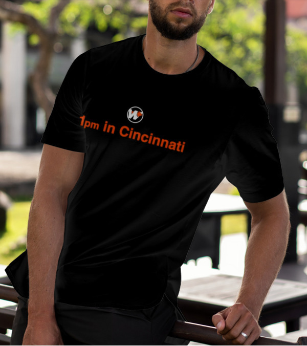 1pm In Cincinnati Football Motif With Tiger-Themed Emblem T-Shirt