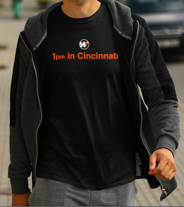 1pm In Cincinnati Football Motif With Tiger-Themed Emblem T-Shirt